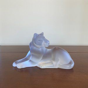 Vintage 1990s Lalique Crystal Simba Lioness Sculpture